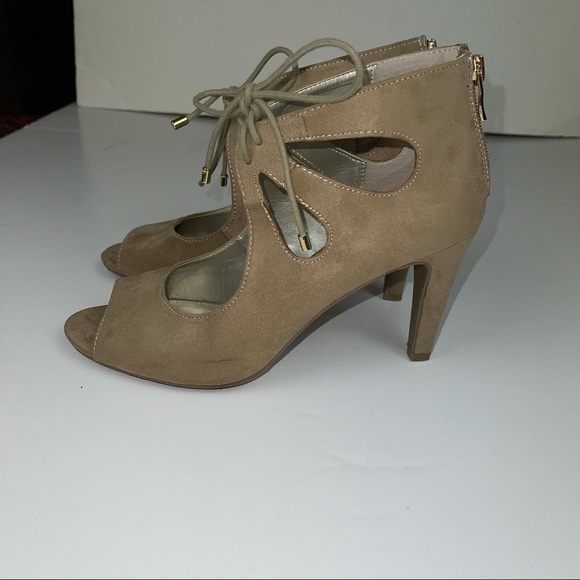 a.n.a. Chance Taupe Peep Toe Strappy Heel Shoe 8 - Picture 10 of 14